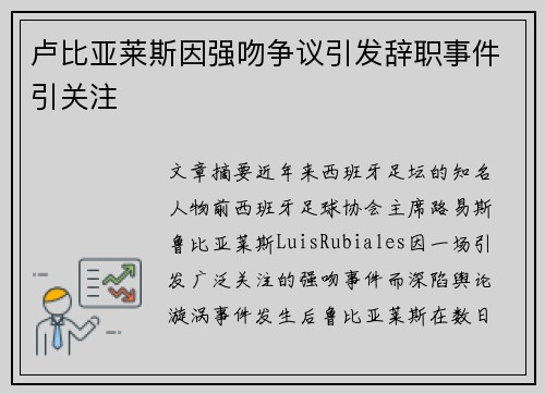 卢比亚莱斯因强吻争议引发辞职事件引关注 卢比亚莱斯因强吻争议引发辞职事件引关注